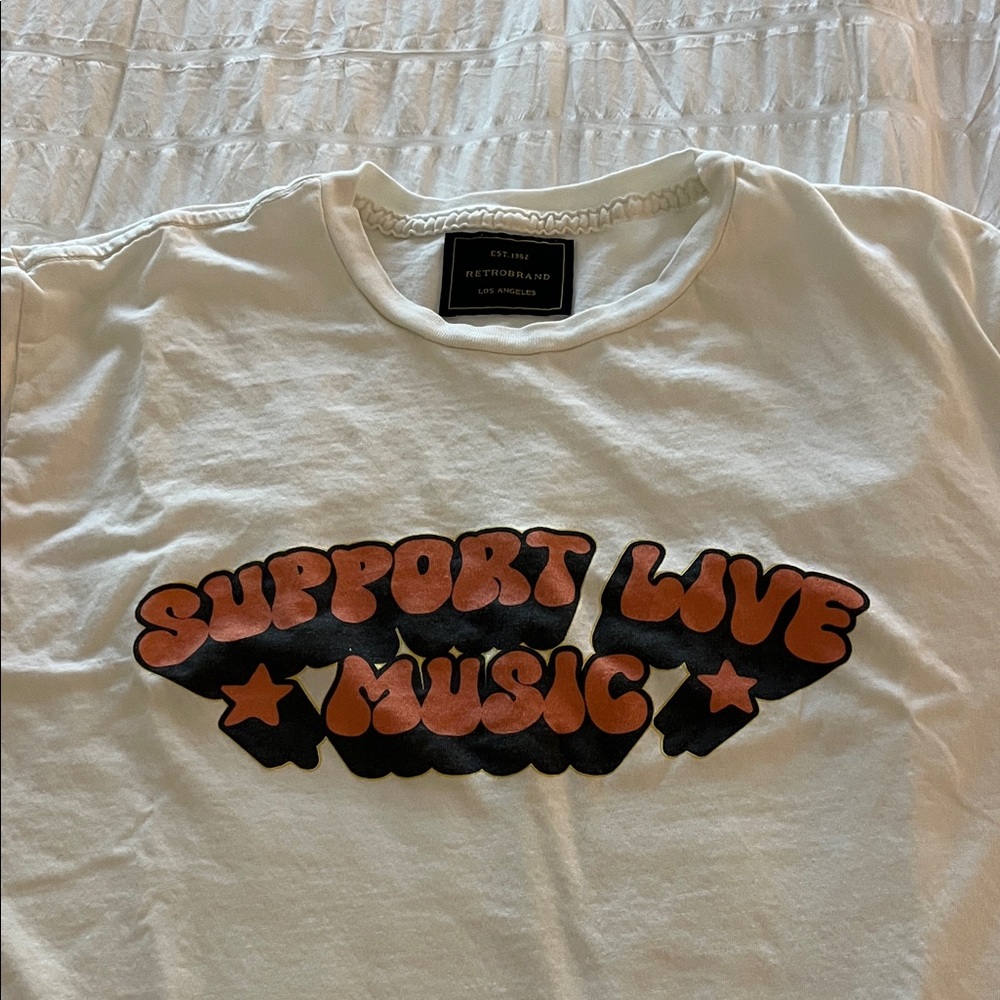 Original Retro Brand Off White Tee with Orange and Black Print